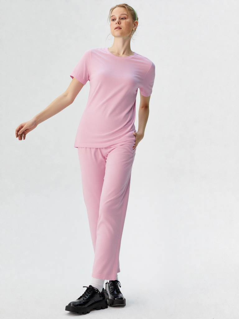Baby Pink Women’s Cotton Rich Suit – Stylish Two-Piece Outfit