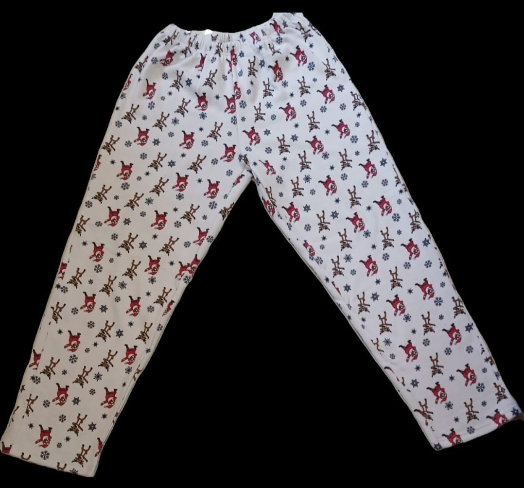 White Printed Fleece Fabric Ladies Suit (Cozy Wear)