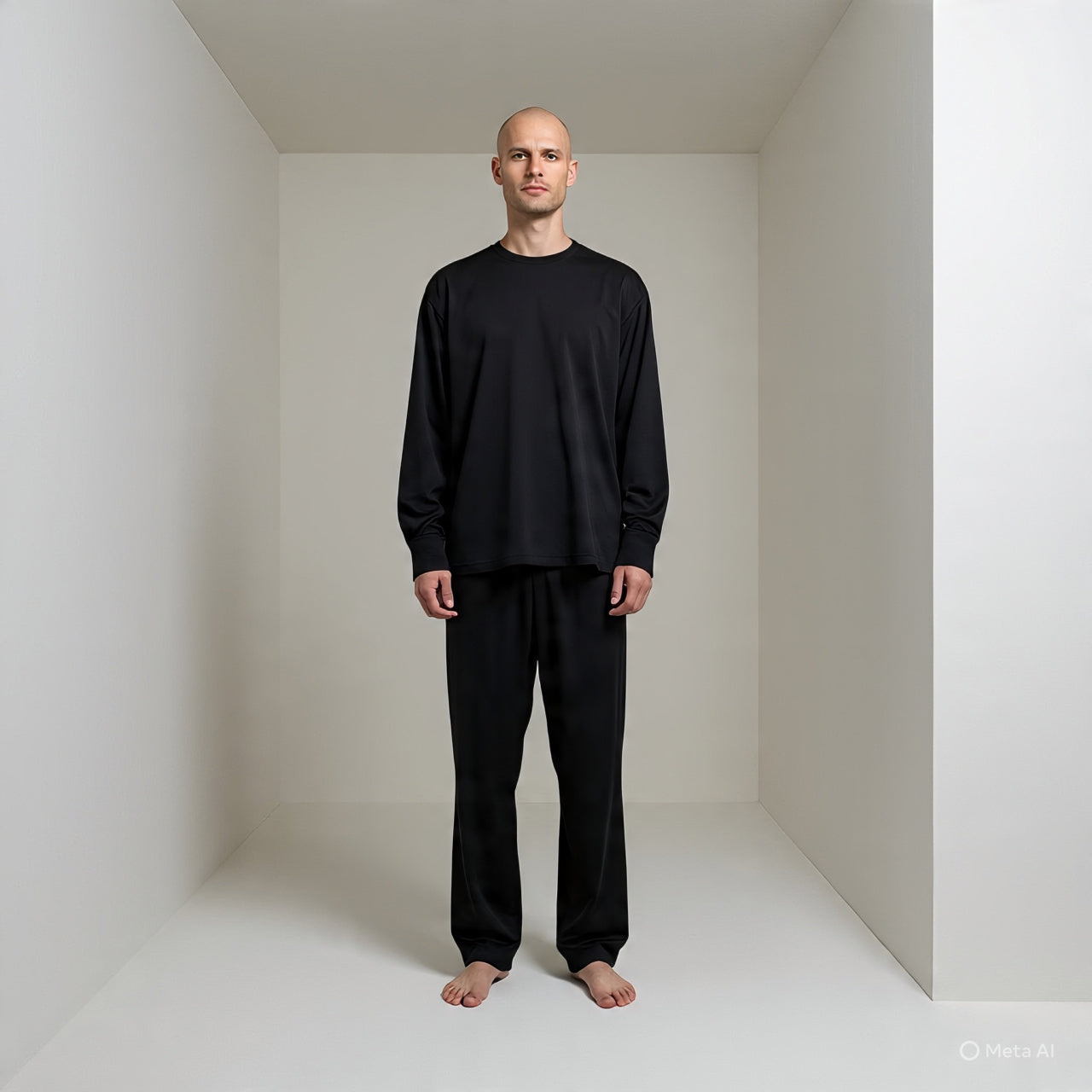 Men’s Black Cotton Jersey Full Sleeve Shirt & Trouser Set – Cozy Winter Wear