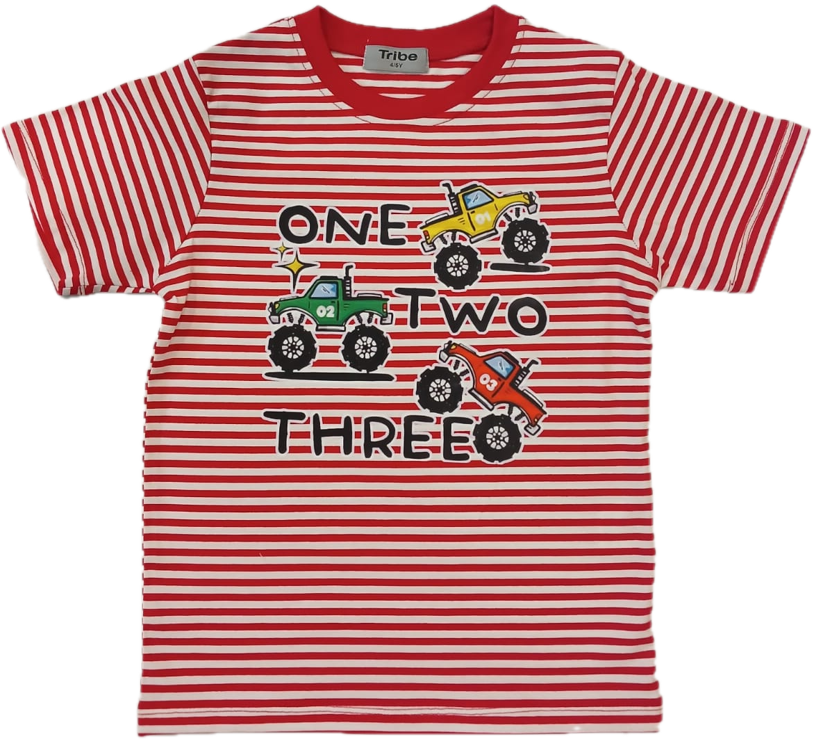 Trendy Striped Cotton T-Shirt Unisex– Yarn Dyed Stretchable in Red and White stripes Unisex
