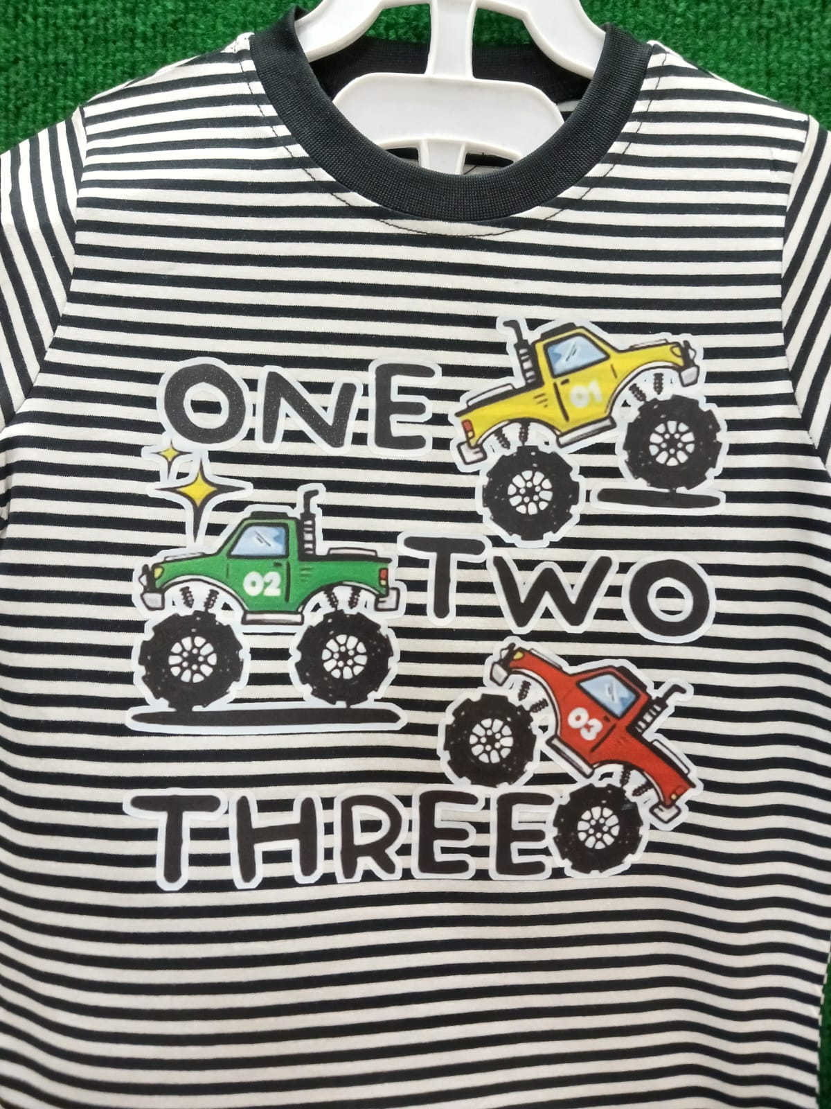 Black and White Striped Cotton T-Shirt – Short Sleeve Yarn Dyed Stretchable Jersy Unisex