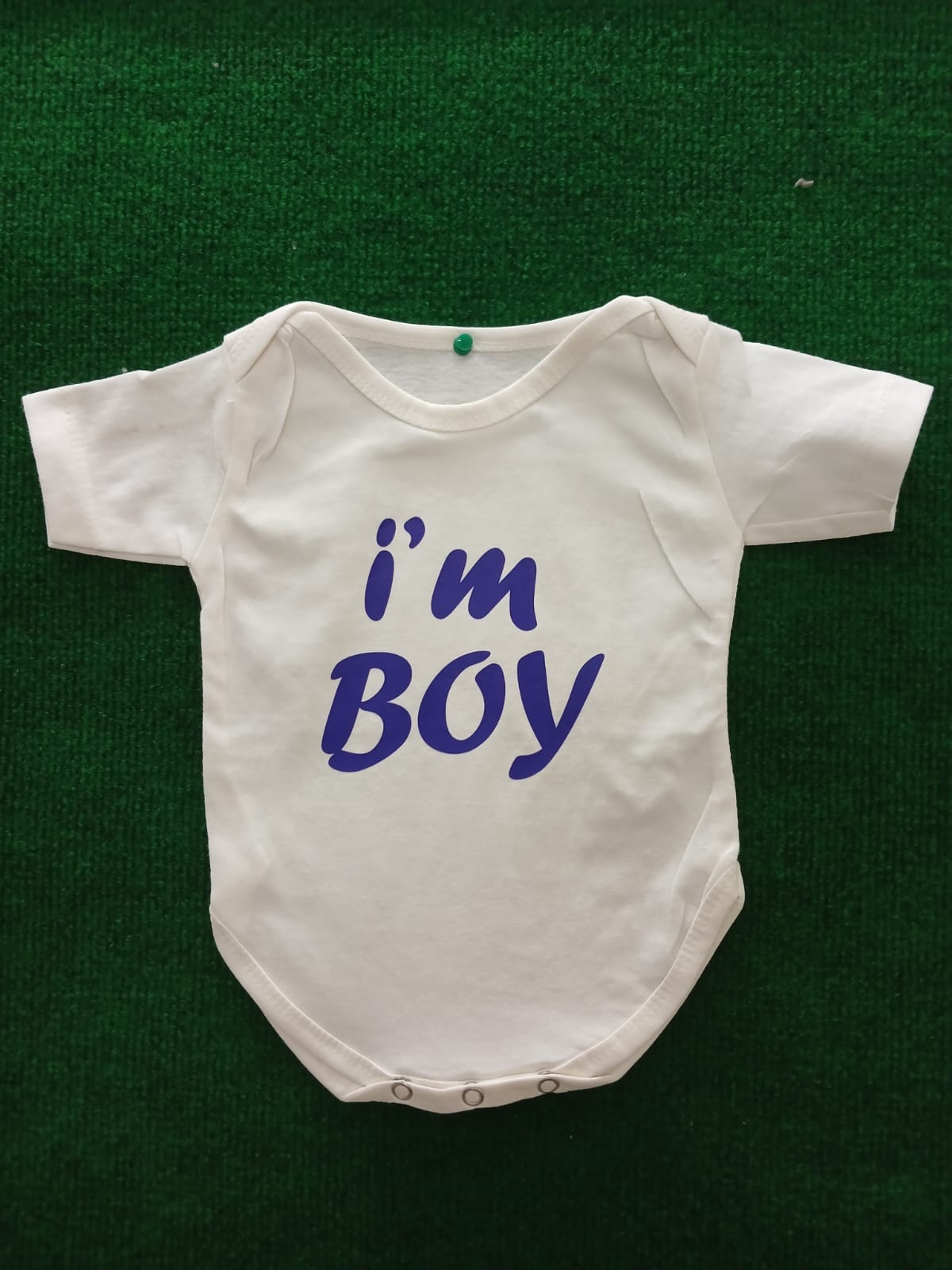 Baby Boy “I’m Boy” Cotton Romper – Short Sleeve Infant Bodysuit