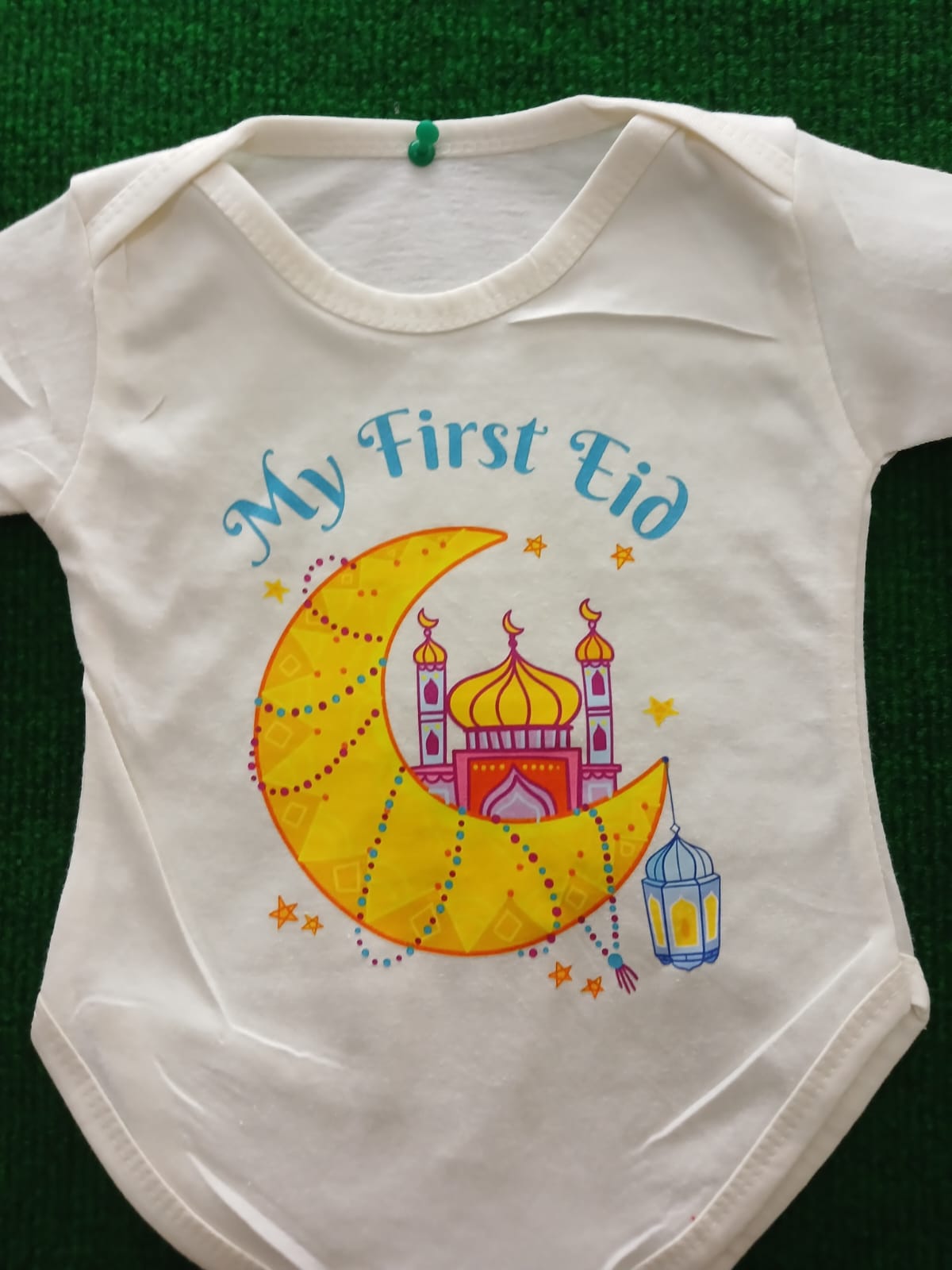 "MY FIRST EID" Cotton Romper – Short Sleeve Infant Bodysuit