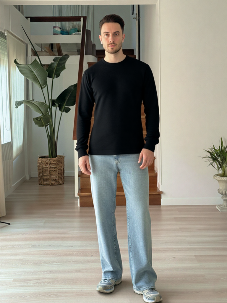 Black Fleece Long Sleeve Sweatshirt – Winter Warm & Soft