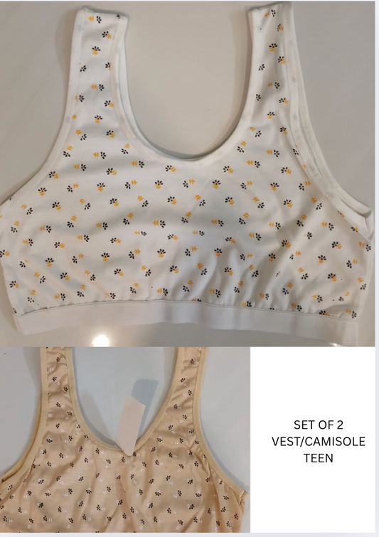 Teen Girls Camisole / Vest (Half) – Cotton | Set of 2