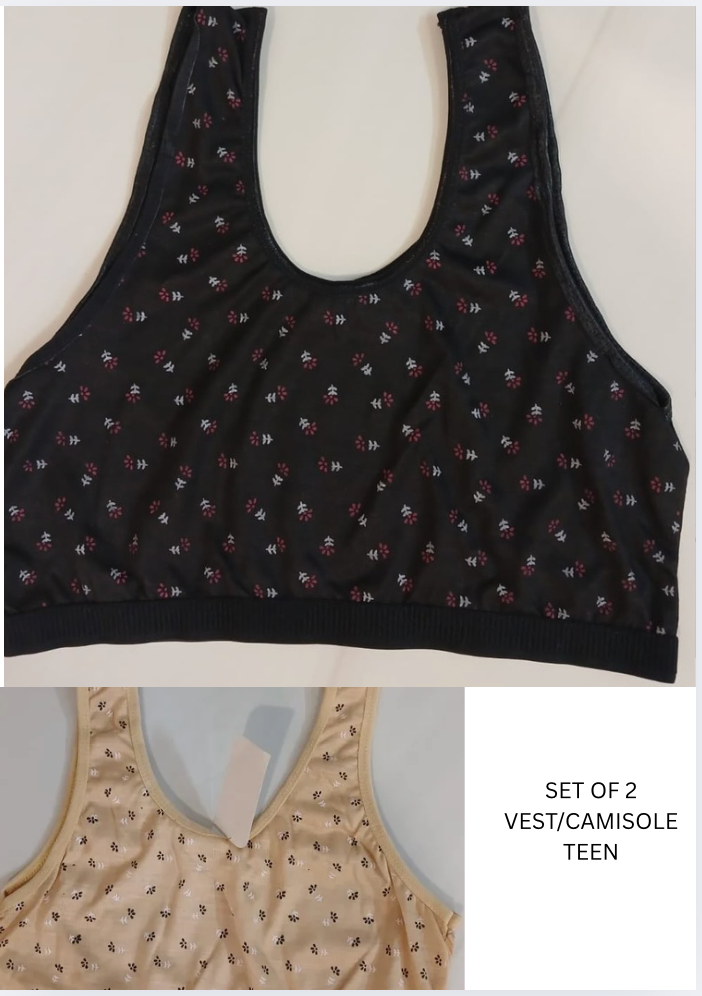 Teen Girls Camisole / Vest (Half) – Cotton | Set of 2