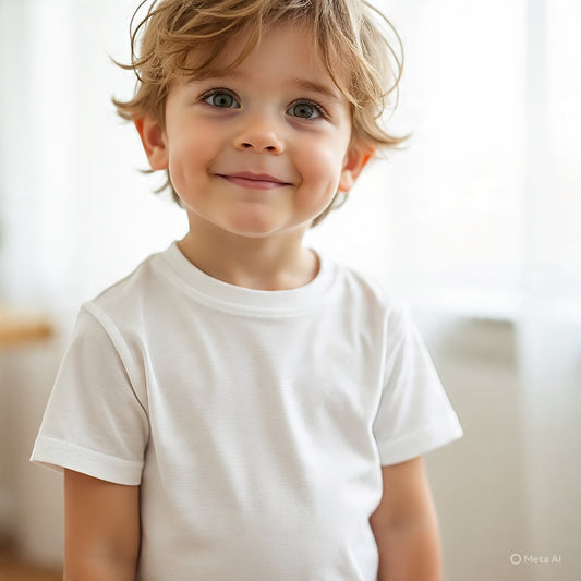 “Soft & Comfy White Cotton Jersey Round Neck T-Shirt for Kids – Unisex Everyday Wear”