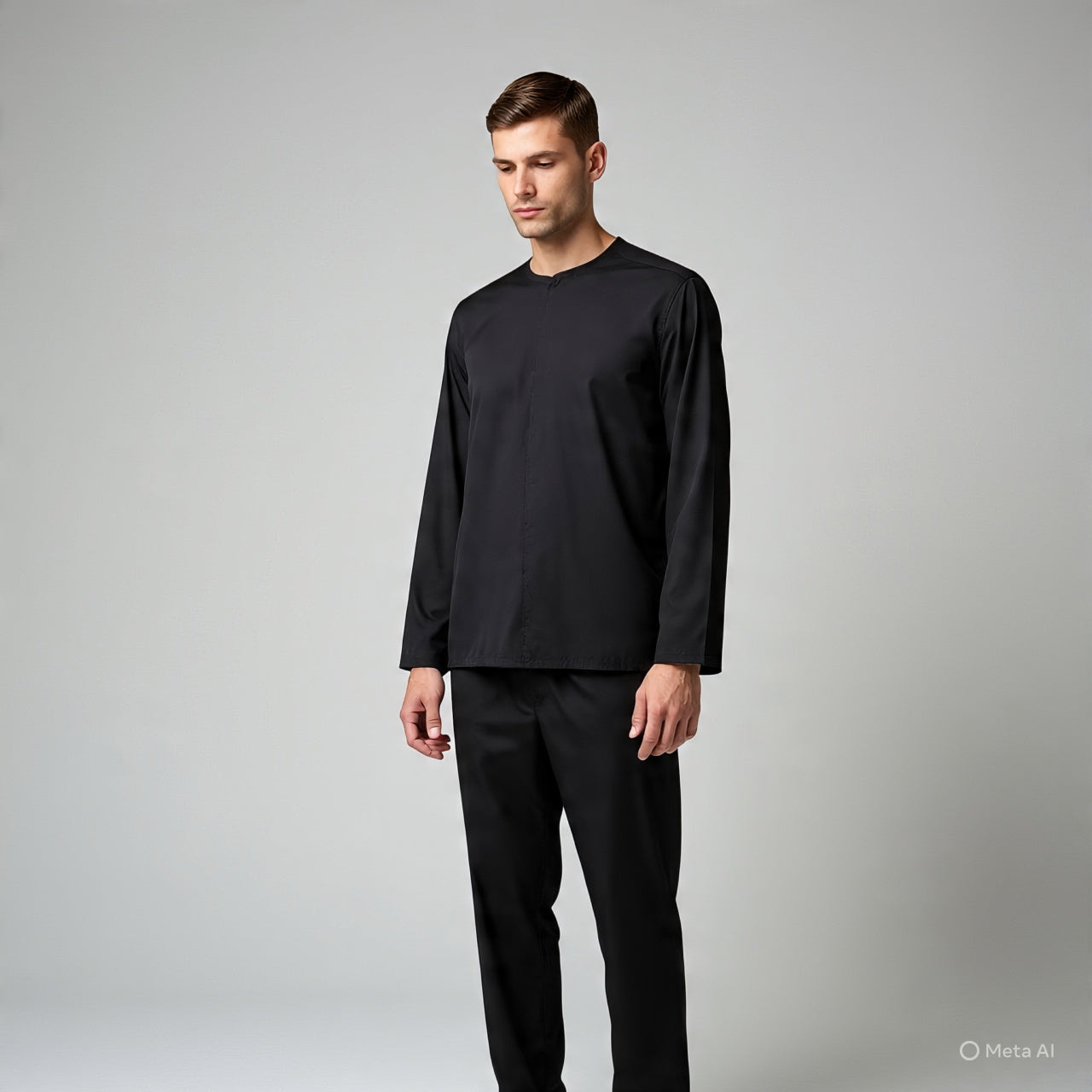 Men’s Black Cotton Jersey Full Sleeve Shirt & Trouser Set – Cozy Winter Wear