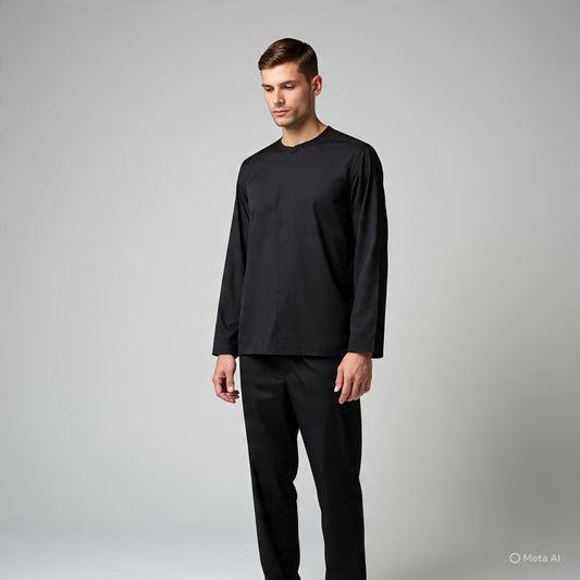 Men’s Black Cotton Jersey Full Sleeve Shirt & Trouser Set – Cozy Winter Wear