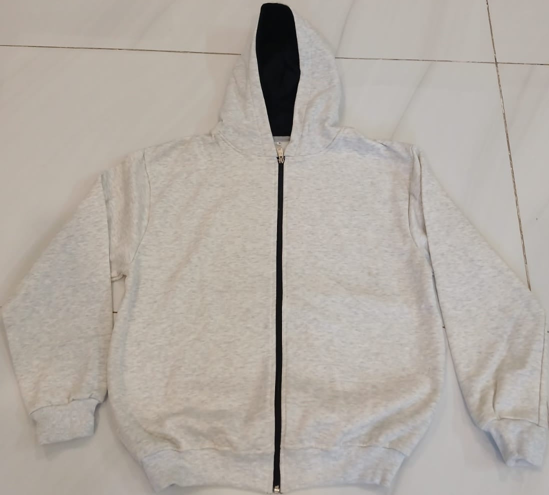 Oatmeal Zipper Fleece Hoodie for Men – Black Inner Hood | Winter Warm