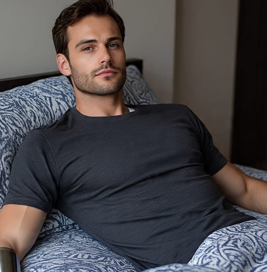 Heather Grey Rich Cotton T-Shirt for Men