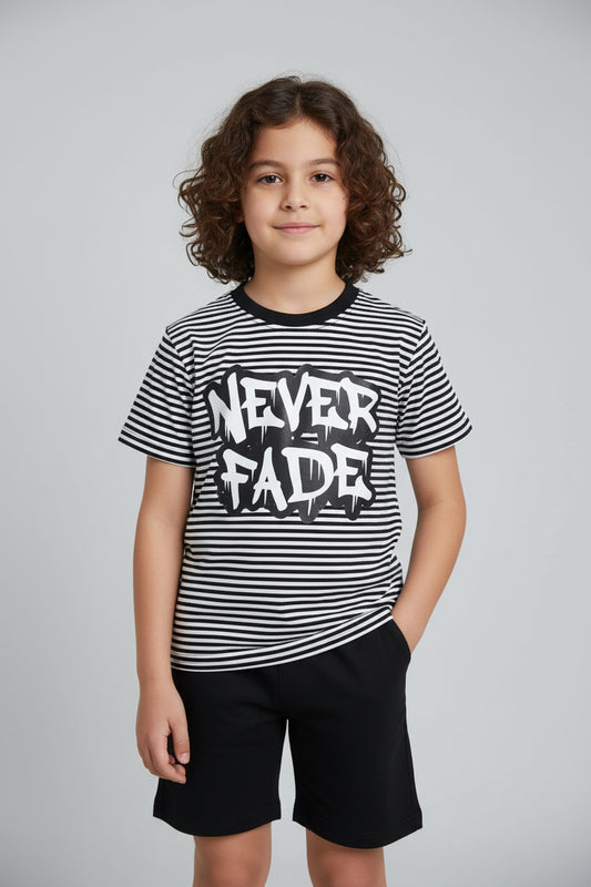 Black and White Striped Cotton Yarn Dyed Stretchable T-Shirt – Short Sleeve