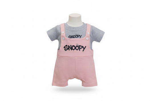 Toddler Cotton Dungaree Romper Set with T-Shirt – Snoopy Print