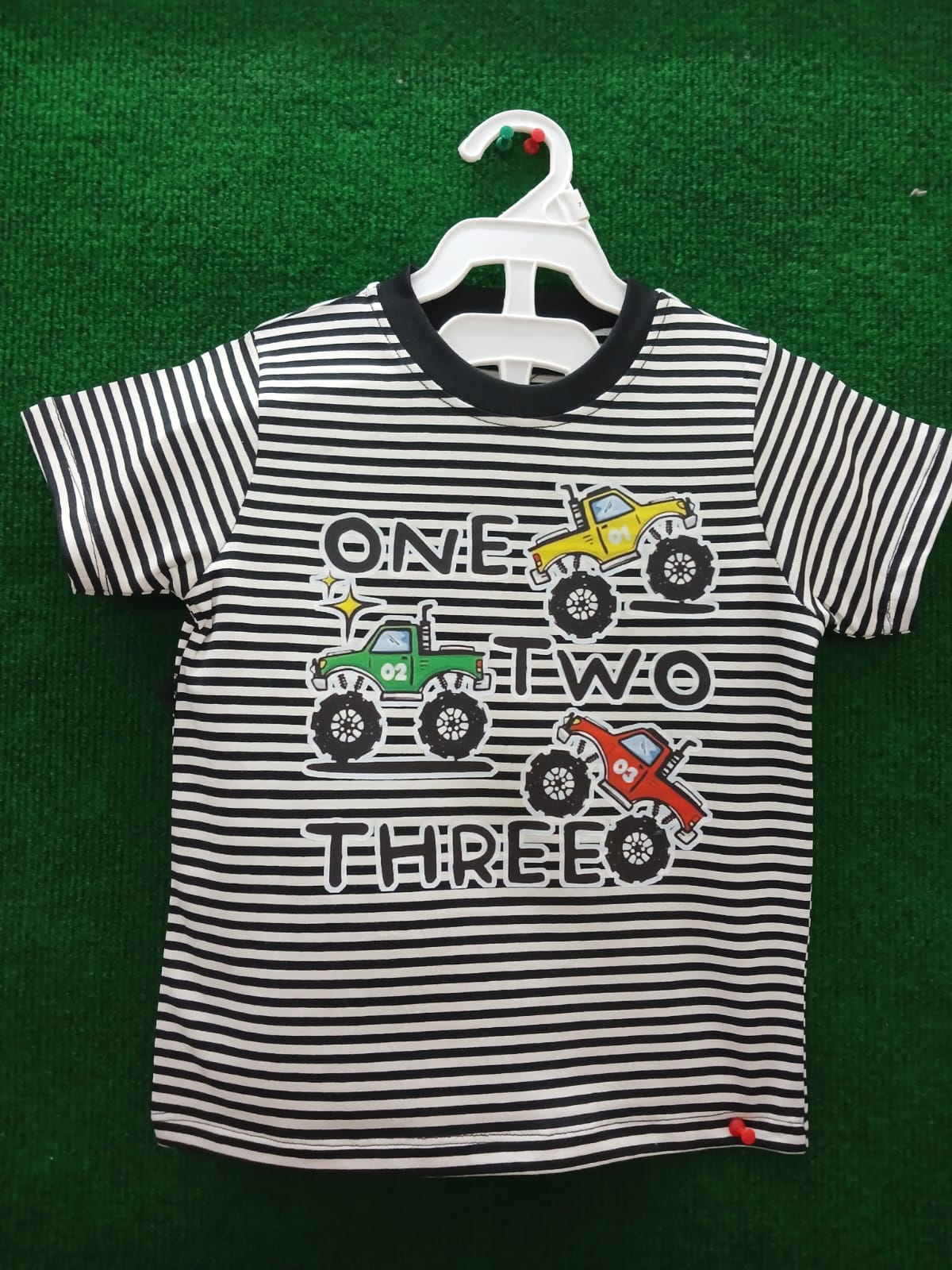 Black and White Striped Cotton T-Shirt – Short Sleeve Yarn Dyed Stretchable Jersy Unisex