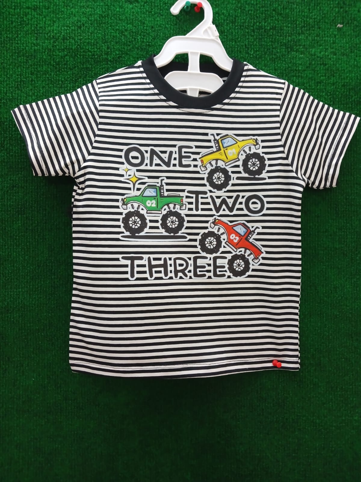 Black and White Striped Cotton T-Shirt – Short Sleeve Yarn Dyed Stretchable Jersy Unisex