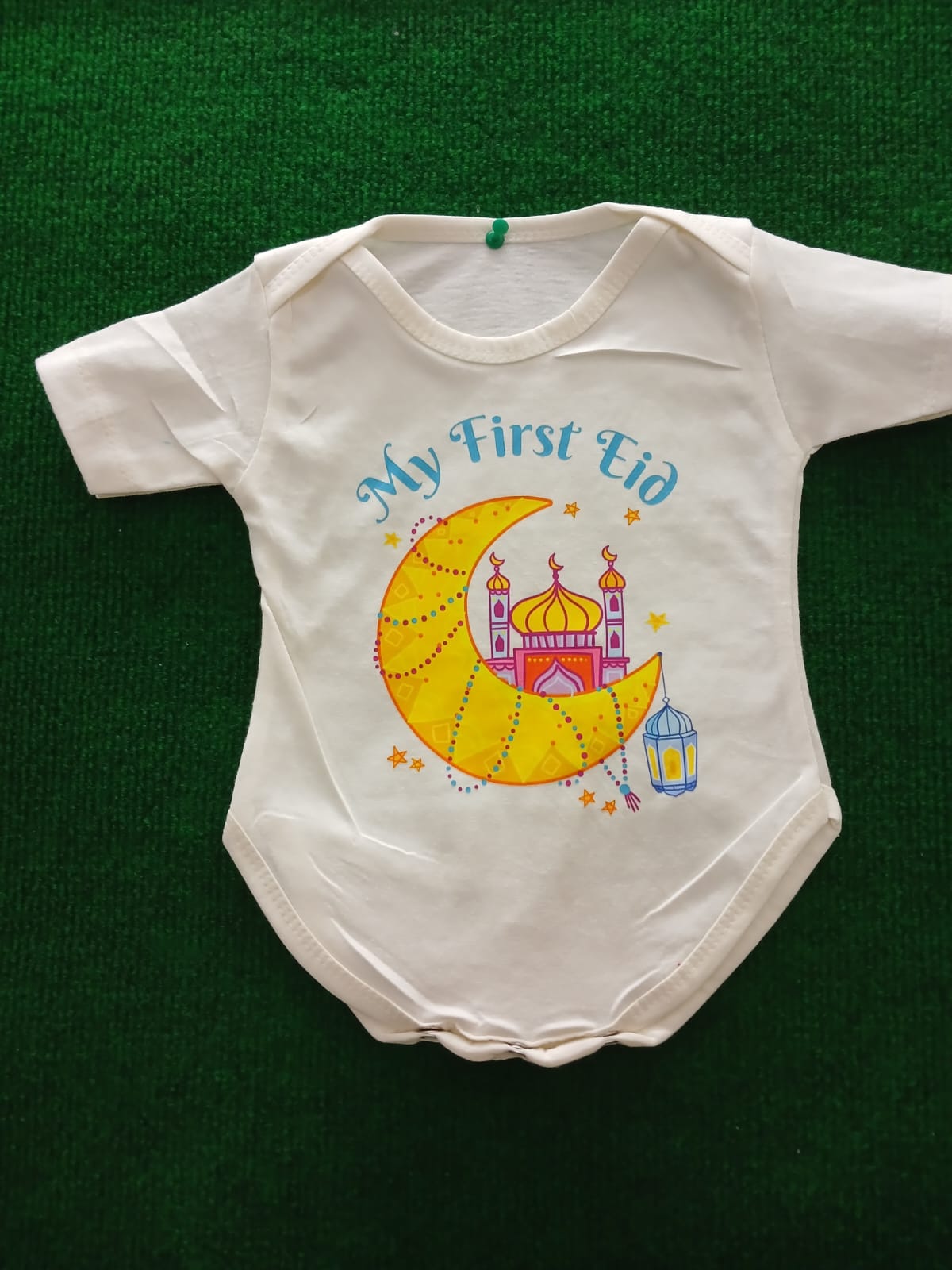 "MY FIRST EID" Cotton Romper – Short Sleeve Infant Bodysuit