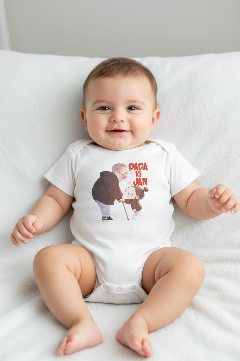 "DADA KI JAN" Cotton Romper – Short Sleeve Infant Bodysuit UNISEX
