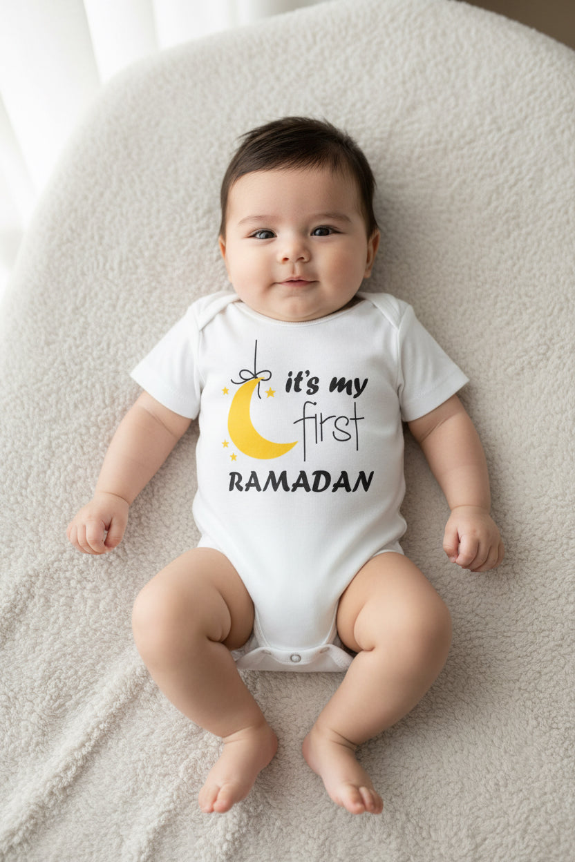 "ITS MY FIRST RAMADAN" Cotton Romper – Short Sleeve Infant Bodysuit UNISEX
