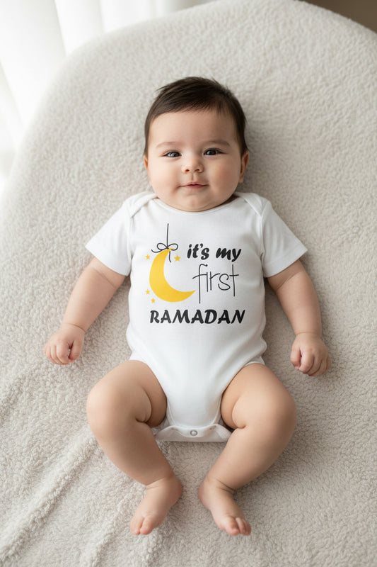 "ITS MY FIRST RAMADAN" Cotton Romper – Short Sleeve Infant Bodysuit UNISEX