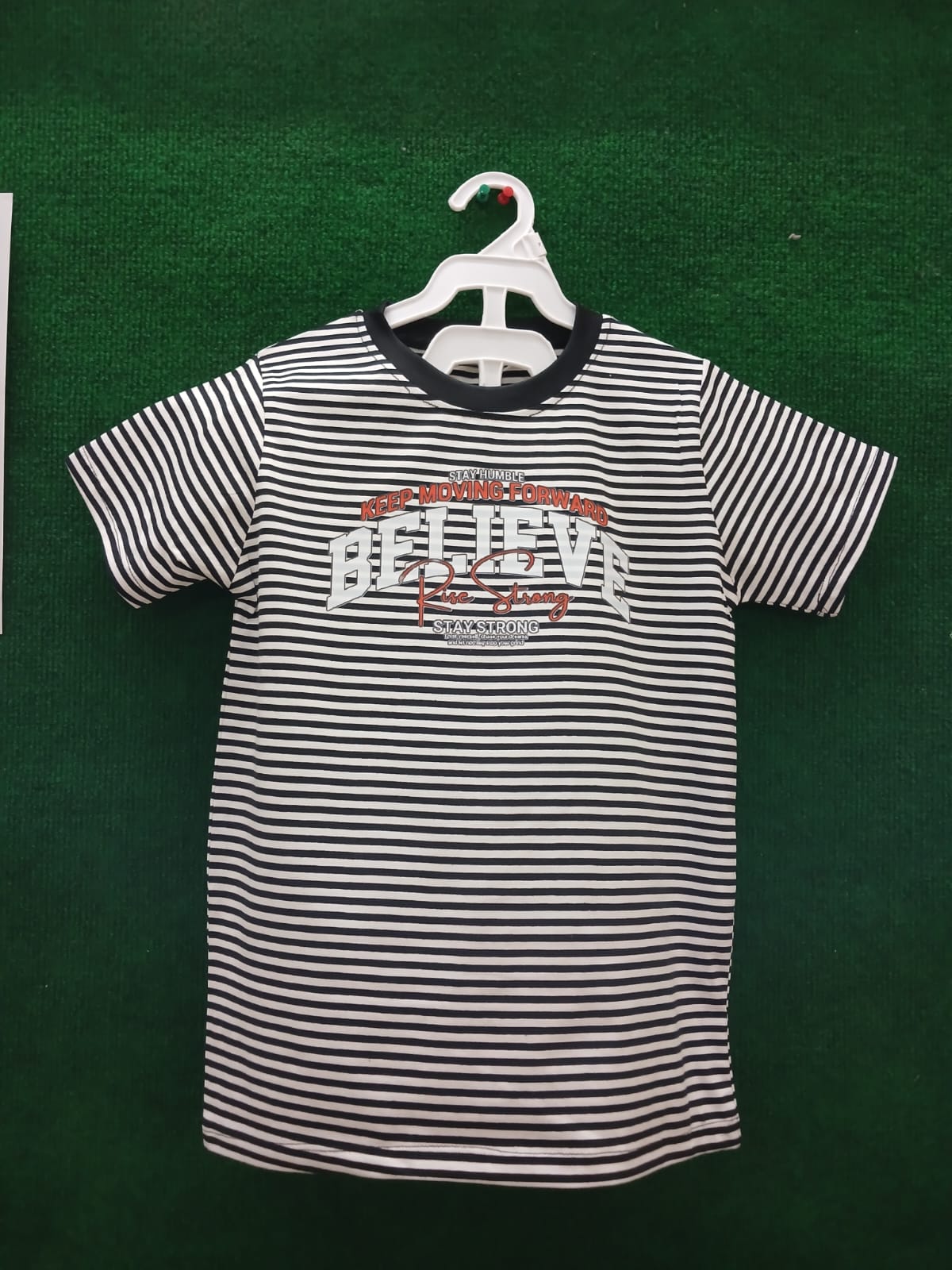 Black and White Striped Cotton T-Shirt with Shorts– Short Sleeve Yarn Dyed Stretchable