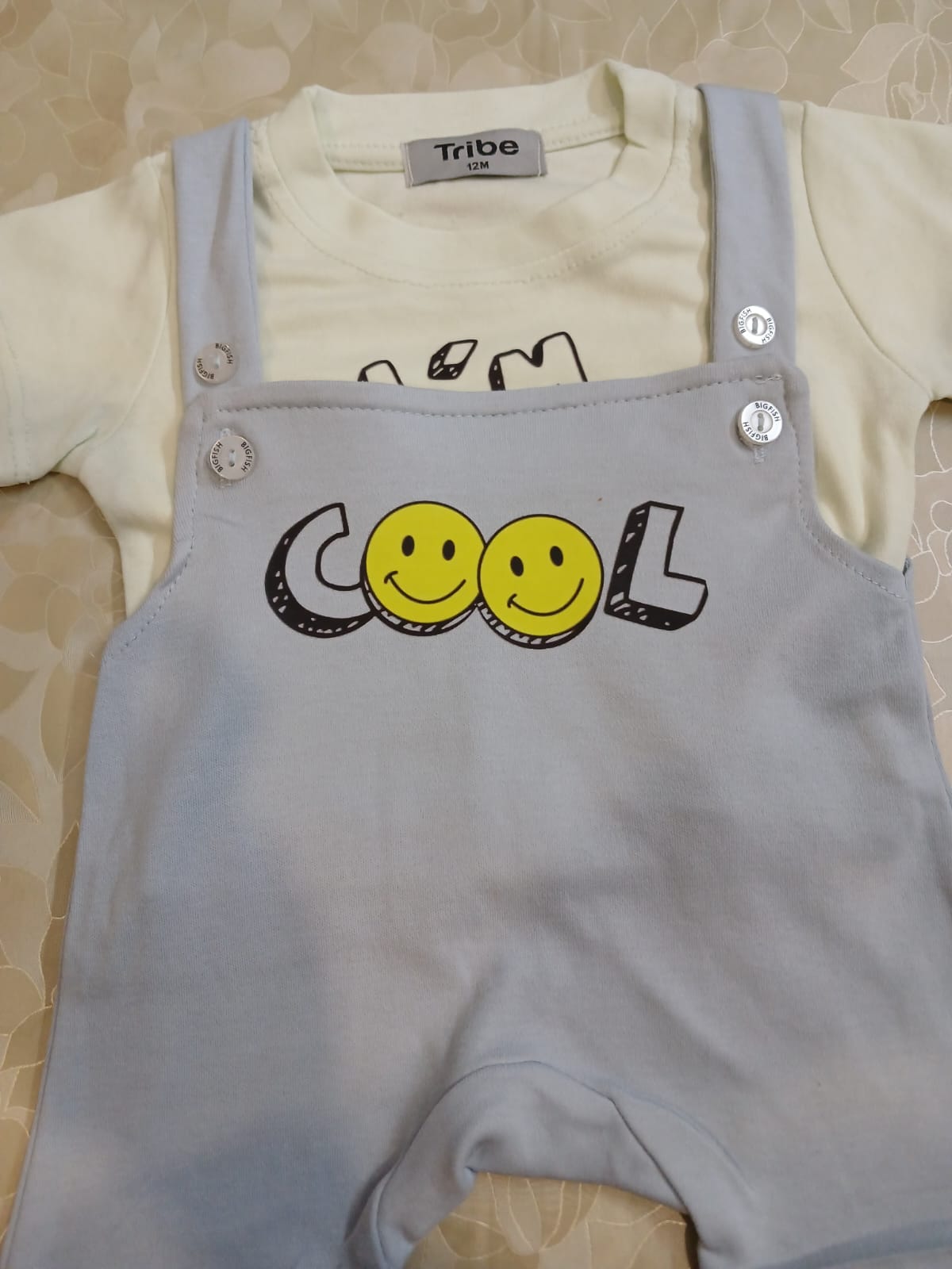 Toddler Cotton Dungaree Romper Set with T-Shirt – I am cool