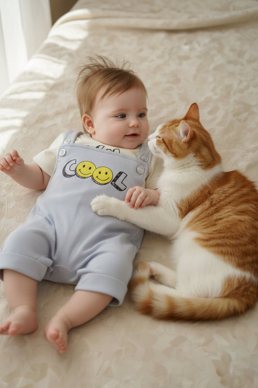 Toddler Cotton Dungaree Romper Set with T-Shirt – I am cool