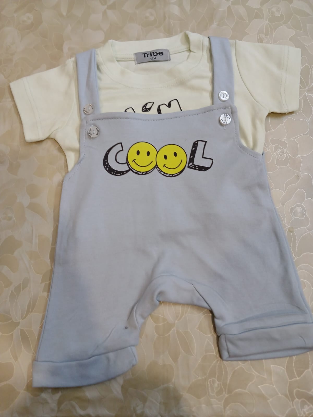 Toddler Cotton Dungaree Romper Set with T-Shirt – I am cool