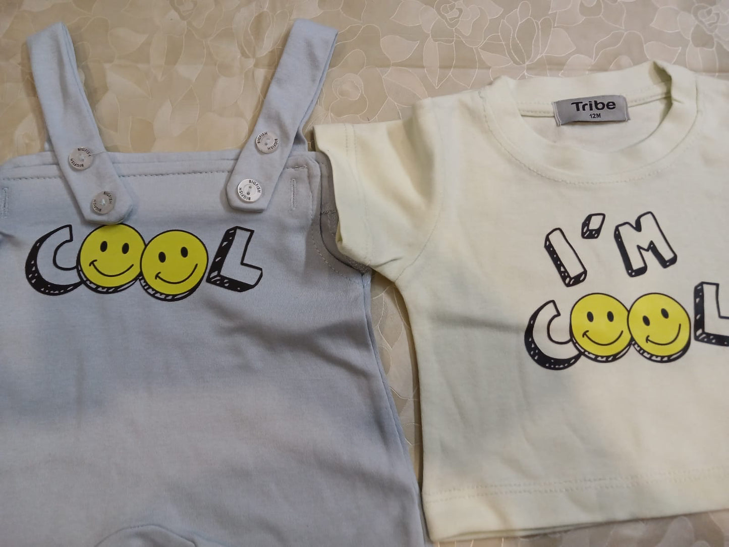 Toddler Cotton Dungaree Romper Set with T-Shirt – I am cool