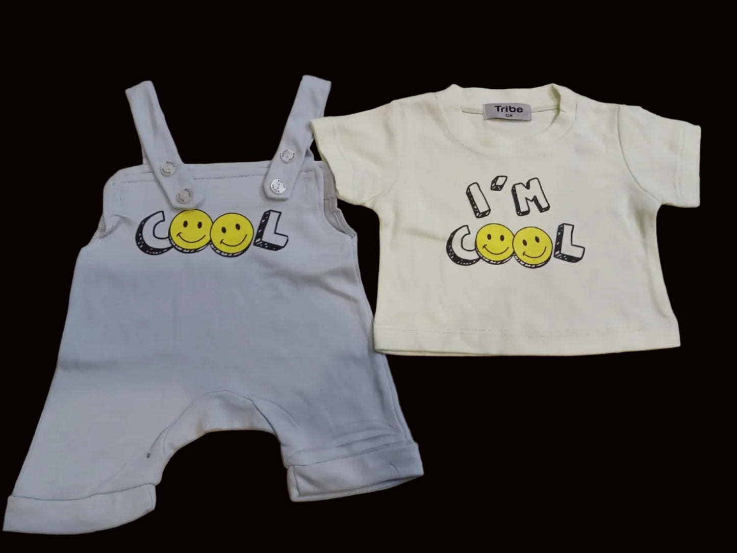 Toddler Cotton Dungaree Romper Set with T-Shirt – I am cool